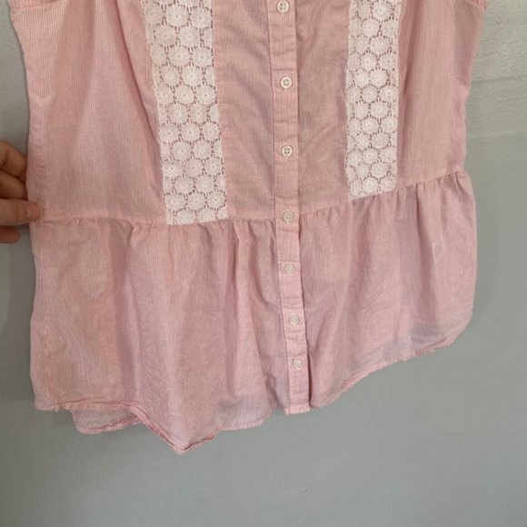 Elle pin striped embroidered lace tank Large - Picture 4 of 9